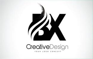 bx bx kreativa borste svarta bokstäver design med swoosh vektor
