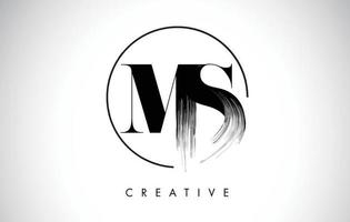 ms Pinselstrich Brief Logo-Design. Symbol für schwarze Farbe Logo-Buchstaben. vektor