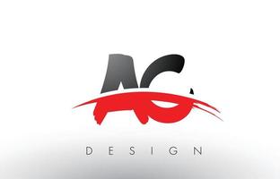 ac ac Brush Logo Buchstaben mit roter und schwarzer Swoosh Brush Front vektor