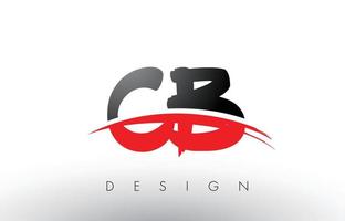 cb cb Brush Logo Buchstaben mit roter und schwarzer Swoosh Brush Front vektor
