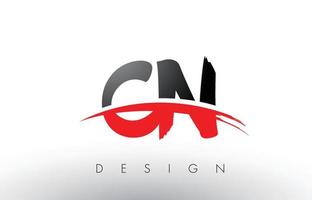 cn cn brush logotypbokstäver med röd och svart swoosh borste fram vektor