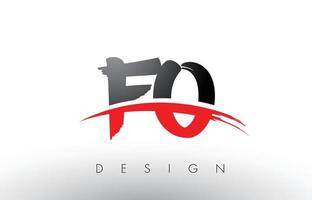 fo fo brush logobokstäver med röd och svart swoosh borste fram vektor