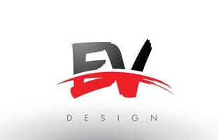 ev ev brush logobokstäver med röd och svart swoosh borste fram vektor