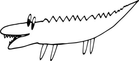 krokodil handritad doodle. skandinavisk, nordisk, minimalism, monokrom. djur söt baby print klistermärke dekor färgläggning vektor