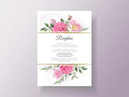 elegant och vackert blommigt bröllopsinbjudningskort vektor