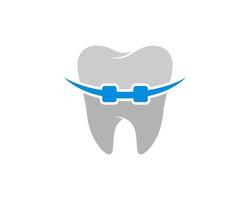 frisk tand med blå tandställning inuti vektor