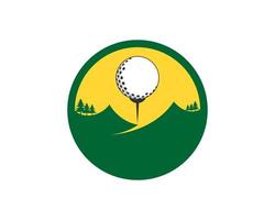 cirkelform med berg och golfboll inuti vektor