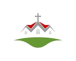 moderne Kirche im Grünen mit rotem Dach vektor
