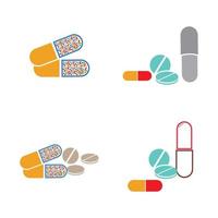 medicinska piller ikon vektor logotyp illustration formgivningsmall