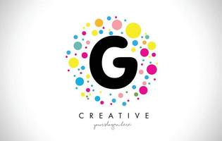 g Bubble Dots Letter Logo Design mit kreativen bunten Blasen. vektor