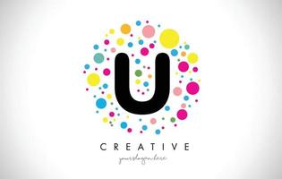 u bubble dots letter logo design med kreativa färgglada bubblor. vektor