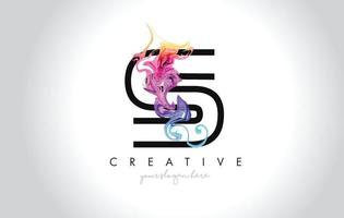 s lebendiges kreatives Letter-Logo-Design mit buntem, rauchfarbenem fließendem Vektor. vektor