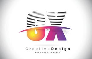 gx gx bokstavslogotypdesign med kreativa linjer och swosh i lila penselfärg. vektor