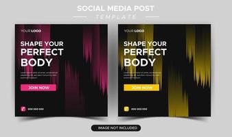 Fitness-Studio-Social-Media-Post und Web-Banner-Design vektor