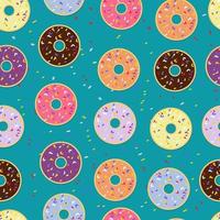 Donut nahtloses Muster mit blauem Pastellhintergrund. vektor