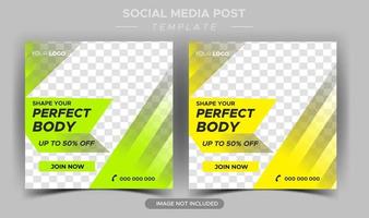 Fitness-Studio-Social-Media-Post und Web-Banner-Design vektor