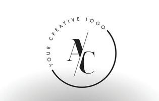 AC-Serif-Logo-Design mit kreativem Schnitt. vektor