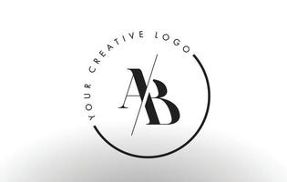 Ab-Serif-Buchstaben-Logo-Design mit kreativem Schnitt. vektor