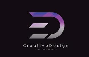 ed-Brief-Logo-Design. Lila Textur kreative Symbol moderne Buchstaben Vektor-Logo. vektor