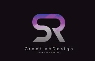 sr letter logotyp design. lila textur kreativ ikon moderna bokstäver vektor logotyp.