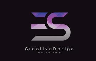 es brev logotyp design. lila textur kreativ ikon moderna bokstäver vektor logotyp.