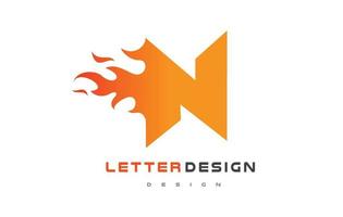 n letter flame logotyp design. brand logotyp bokstäver koncept. vektor