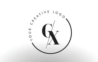 gx-Serif-Logo-Design mit kreativem Schnitt. vektor