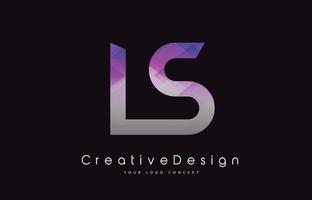 ls bokstavslogotypdesign. lila textur kreativ ikon moderna bokstäver vektor logotyp.