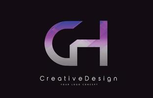 ch bokstavs logotyp design. lila textur kreativ ikon moderna bokstäver vektor logotyp.