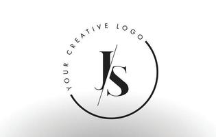 js serif-bokstavslogotypdesign med kreativ skärning. vektor