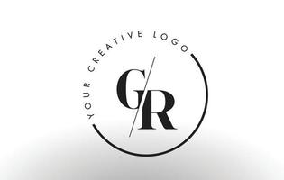 gr Serif Letter Logo Design mit kreativem Schnitt. vektor