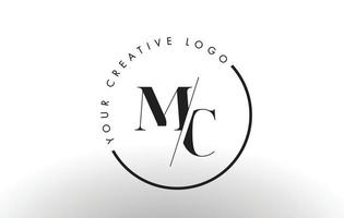 mc serif bokstavslogotypdesign med kreativt skärande skär. vektor
