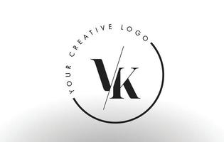 vk Serif-Logo-Design mit kreativem Schnitt. vektor