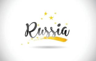 Russland Wortvektortext mit goldenem Sternenweg und handgeschriebener gebogener Schrift. vektor