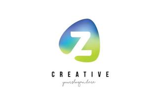 Z-Brief-Logo-Design mit ovaler grün-blauer Form. vektor
