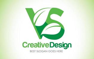 vs gröna blad brev design logotyp. eco bio leaf brev ikon illustration logotyp. vektor