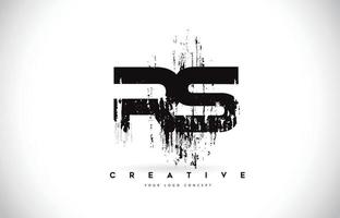 rs rs grunge borste brev logotyp design i svarta färger vektorillustration. vektor