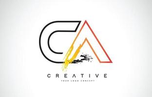 Ca kreatives modernes Logo-Design mit orangen und schwarzen Farben. Monogramm-Strich-Buchstaben-Design. vektor