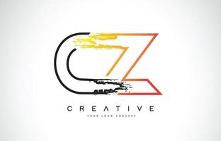 cz kreatives modernes Logo-Design mit orangen und schwarzen Farben. Monogramm-Strich-Buchstaben-Design. vektor