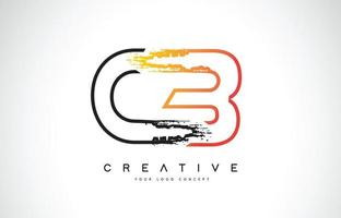 cb kreatives modernes Logo-Design mit orangen und schwarzen Farben. Monogramm-Strich-Buchstaben-Design. vektor