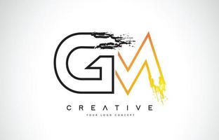 gm kreatives modernes Logo-Design mit orangen und schwarzen Farben. Monogramm-Strich-Buchstaben-Design. vektor