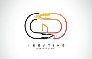 CD kreatives modernes Logo-Design mit orangen und schwarzen Farben. Monogramm-Strich-Buchstaben-Design. vektor