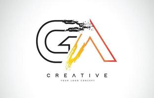 ga kreatives modernes Logo-Design mit orangen und schwarzen Farben. Monogramm-Strich-Buchstaben-Design. vektor