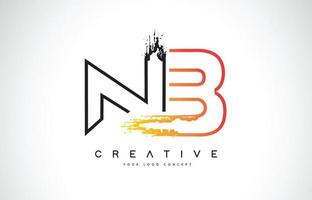 nb kreatives modernes Logo-Design mit orangen und schwarzen Farben. Monogramm-Strich-Buchstaben-Design. vektor