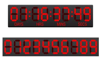 Anzeigetafel digitale Countdown-Timer-Vektor-Illustration
