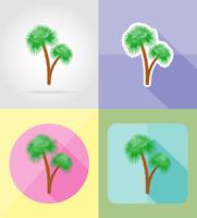 palm tropisk träd platt ikoner vektor illustration