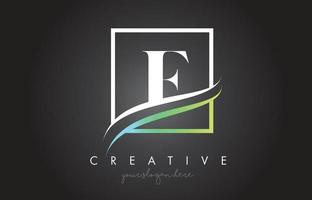 f-Brief-Logo-Design mit quadratischem Swoosh-Rahmen und kreativem Icon-Design. vektor