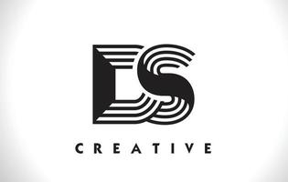 DS-Logo-Brief mit schwarzen Linien-Design. Linie Buchstabe Vektor-Illustration vektor