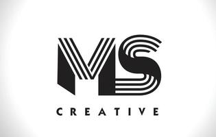 ms logotyp bokstav med svarta linjer design. linje bokstav vektor illustration