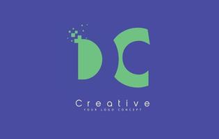 DC-Brief-Logo-Design mit negativem Raumkonzept. vektor